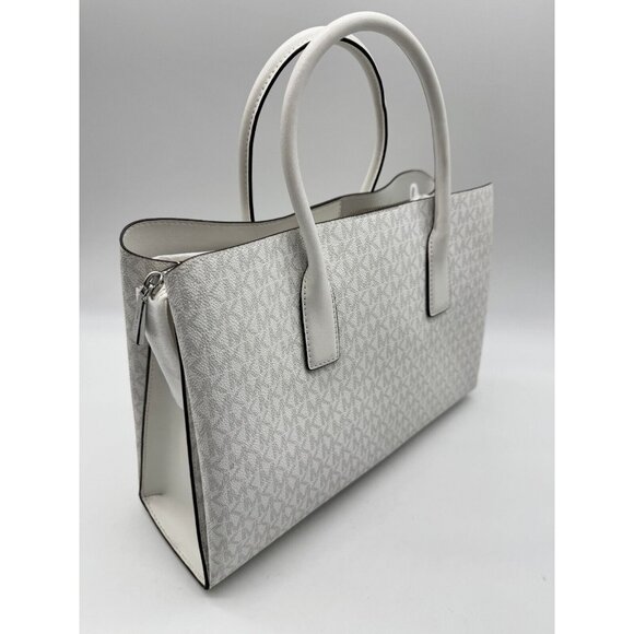 MICHAEL KORS Ruthie monogram logo large satchel crossbody bag -Optic white - Picture 7 of 13